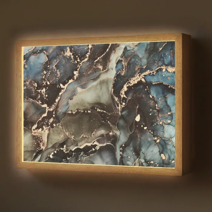 Marmer - Goud - Groen Light Box met batterij (Wandlamp) middel -z3d_website