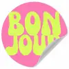 Bonjour - Roze - Fel groen Wandcirkel behangsticker klein -3d