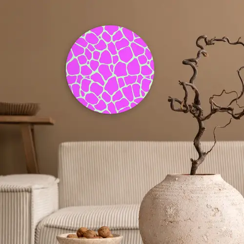 Mintgroen - Roze - Vlekken - Patroon Wandcirkel plexiglas klein 852 -sfeer1
