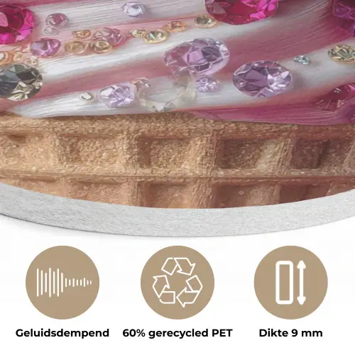 Softijs - Edelstenen - Roze - Hoorntje Akoestische PET Vilt - Rond klein -closeup_NL