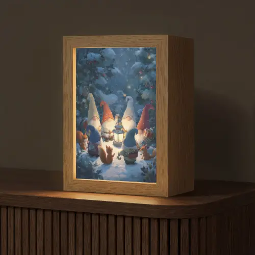 Winter - Gnooms - Eekhoorns - Meerkleurig Light Box met kabel (Tafellamp) klein -z3d_website
