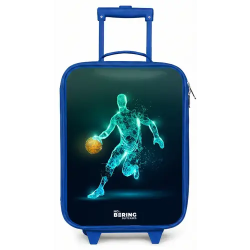Basketbalspeler in neon dribbelactie Kinderkoffer - Blauw klein -zz3dotto