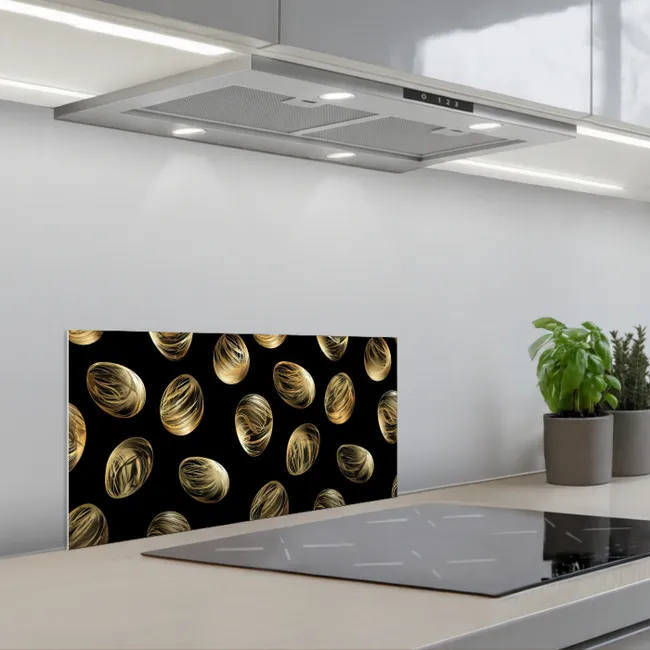 Eieren - Goud - Patroon keuken achterwand spatscherm klein -3d_schuin