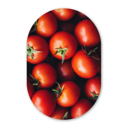 Groente - Rood - Tomaten Wandcirkel Ovaal Glas middel -3d