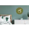 Lijntekening - Appel - Olijfgroen - Blaadje Wandcirkel aluminium klein -slaapkamer