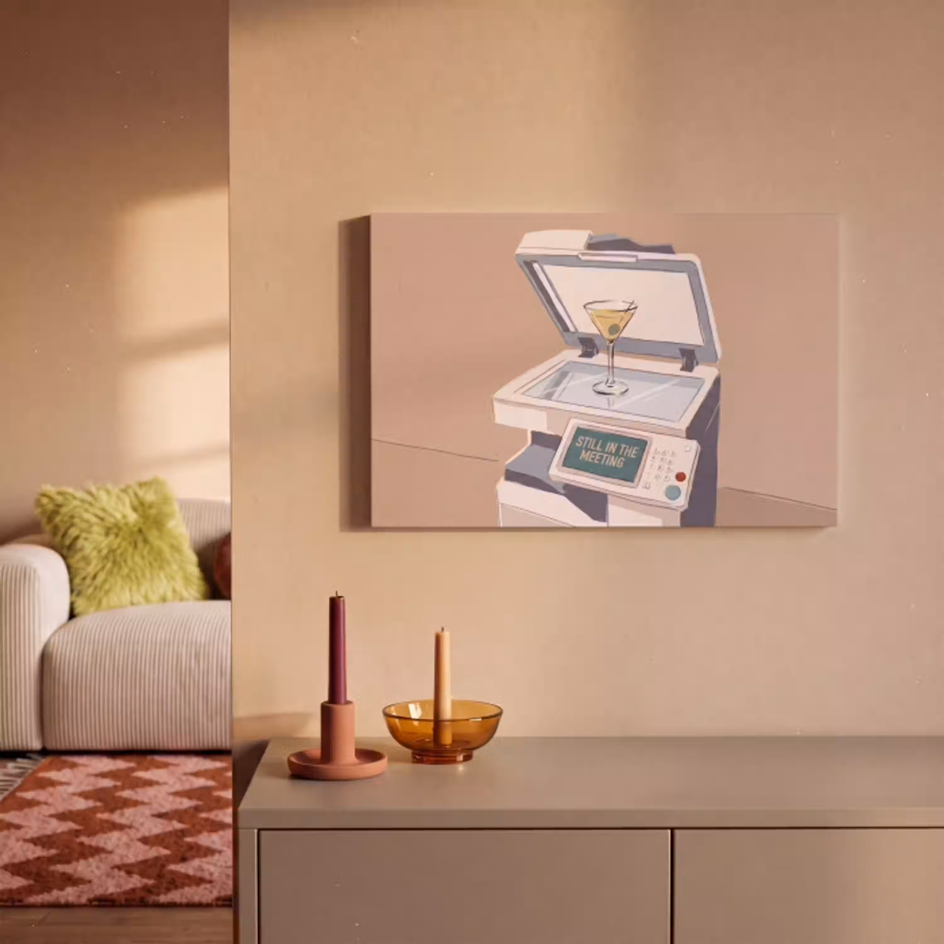Kantoor - Drank - Humor - Illustratie canvas 2cm klein -sfeer1