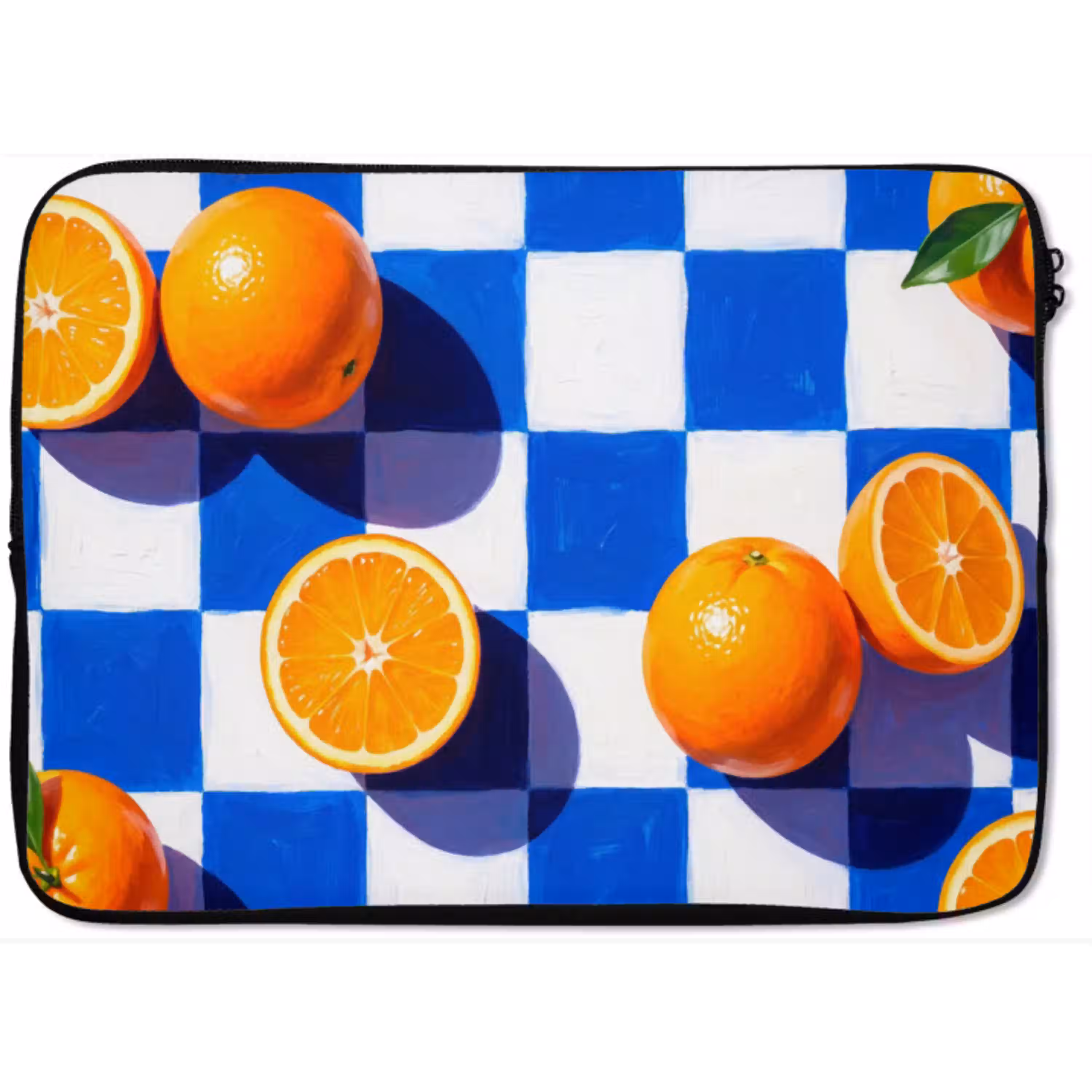 Sinaasappel - Geruit - Eten laptophoes neopreen klein -zkaufland3dotto