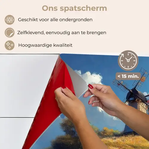 Windmolen - Heuvel - Bloemen - Kleurrijk keuken achterwand spatscherm klein -spatscherm_NL