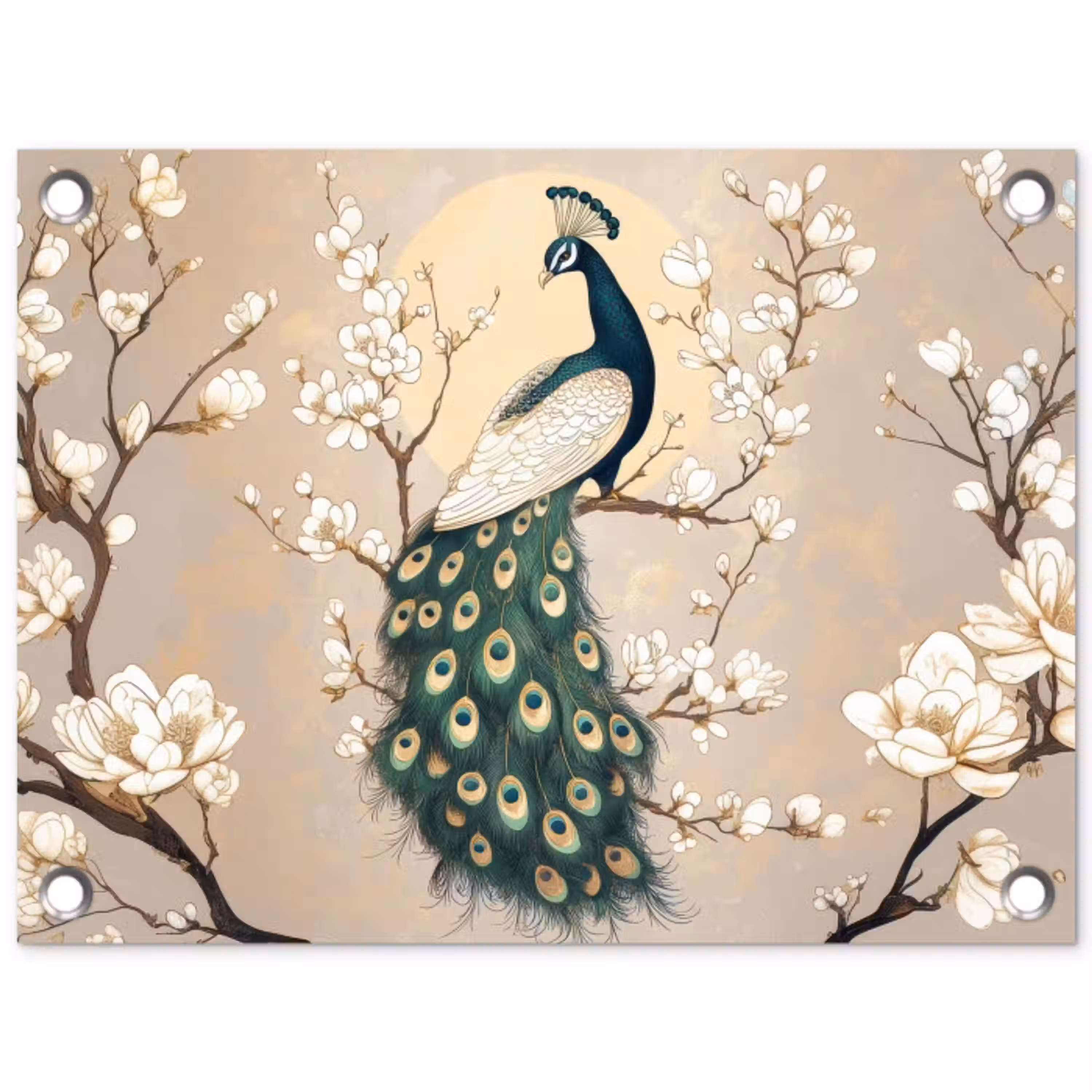 Pauw - Tak - Bloemen tuinposter los doek klein -3d