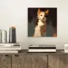 Kat - Geschilderd - Artistiek - Wit aluminium wit klein -sfeer1