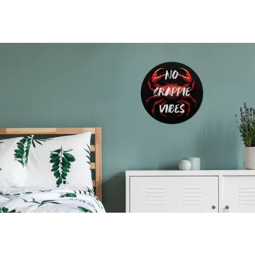Krab - Rood - Tekst - Zwart Wandcirkel aluminium klein -slaapkamer