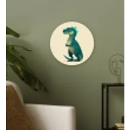 Dinosaurus - Turquoise - Stekels Wandcirkel kunststof plaat 5mm dik klein -sfeer3