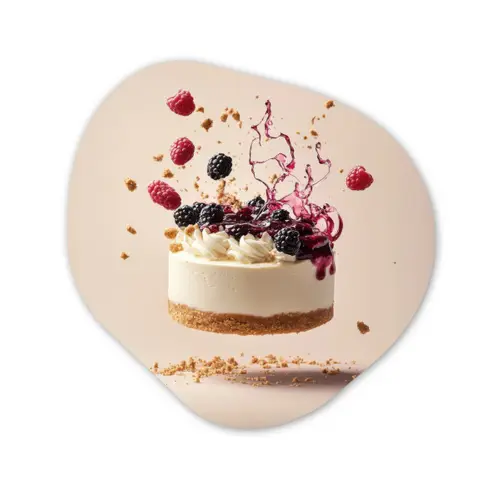 Cheesecake - Eten - Roze - Taart Wandcirkel Organisch Aluminium middel -3d