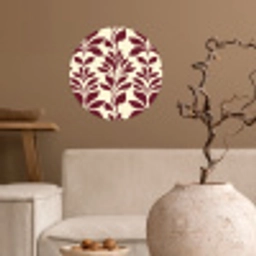Abstract - Bladeren - Burgundy Wandcirkel behangsticker klein 186 -sfeer1