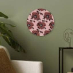 Bloemen - Retro - Rood Akoestische PET Vilt - Rond klein 838 -sfeer2