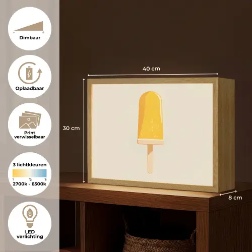 Oranje - Stokje - Waterijsje Light Box met batterij (Wandlamp) middel -USP_websiteoverzichtNL