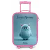 Blauw pluizig monster met hoorns Kinderkoffer - Roze klein -zz3dotto