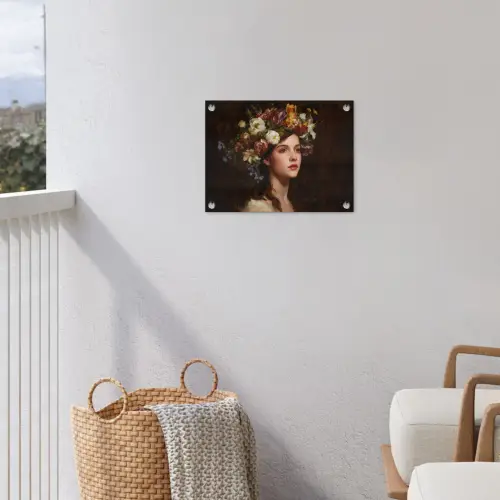 Portret - Vrouw - Bloemen tuinposter los doek klein -sfeer8
