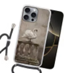 Zwaan - Elegant - Dieren - Wit Hoesje iPhone 16 Pro Max met koord klein -sfeer1