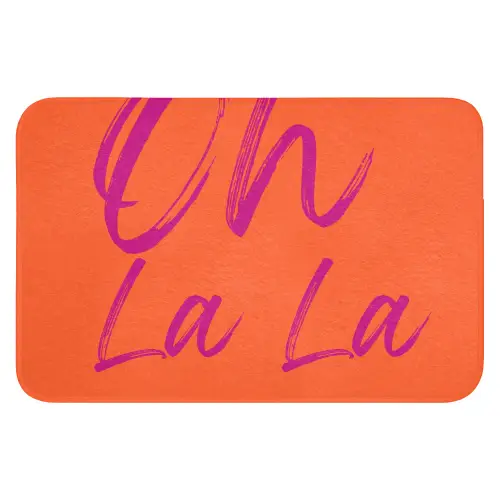 Oh la la - Oranje - Roze - Grafisch Badmat klein -3d