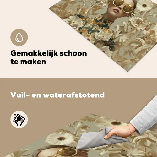 Vrouw - Bloemen - Zonnebril - Wit Inductie beschemer met haakjes klein -ky-schoon-nl