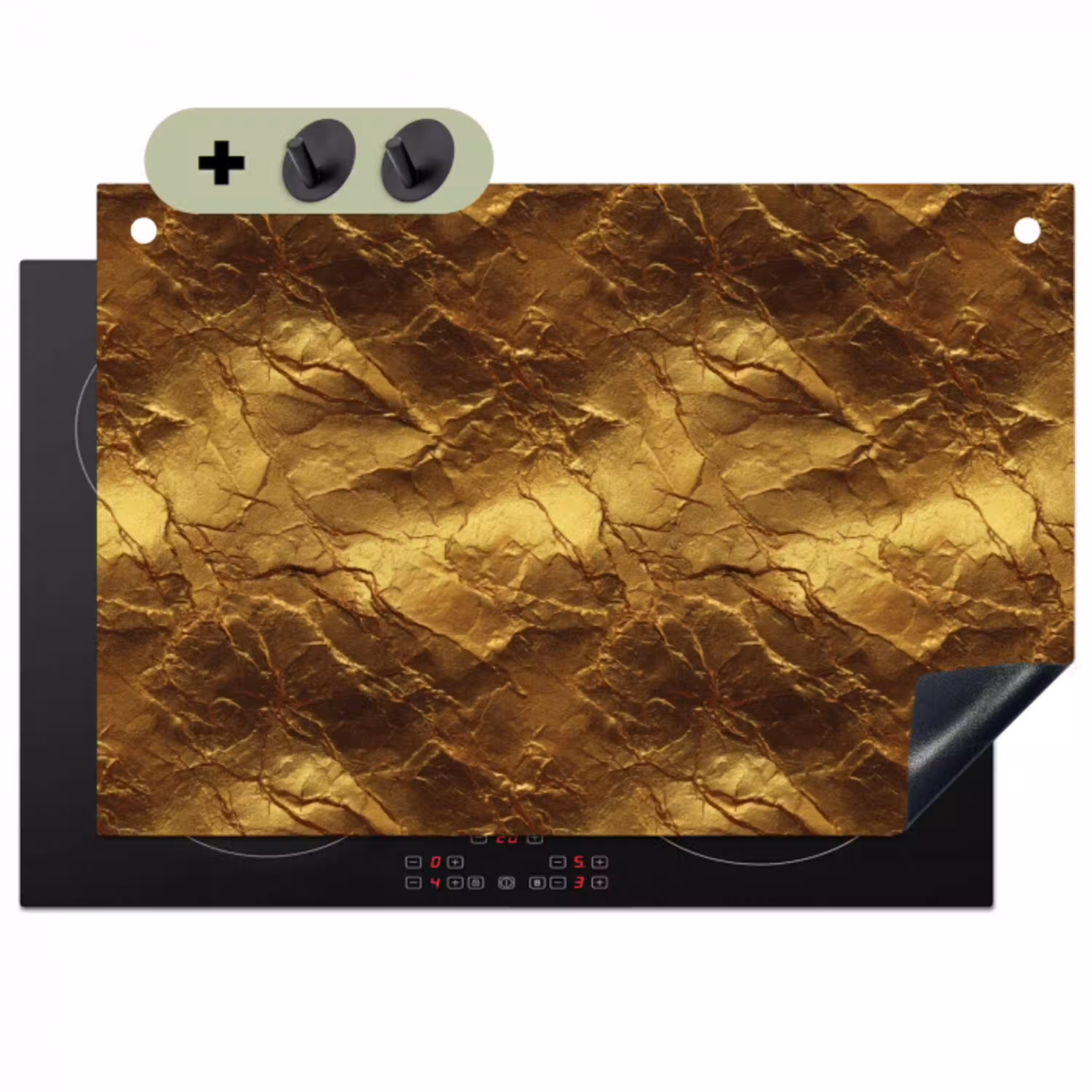 Bladgoud - Textuur  - Goud Inductie beschemer met haakjes klein 777 -3d