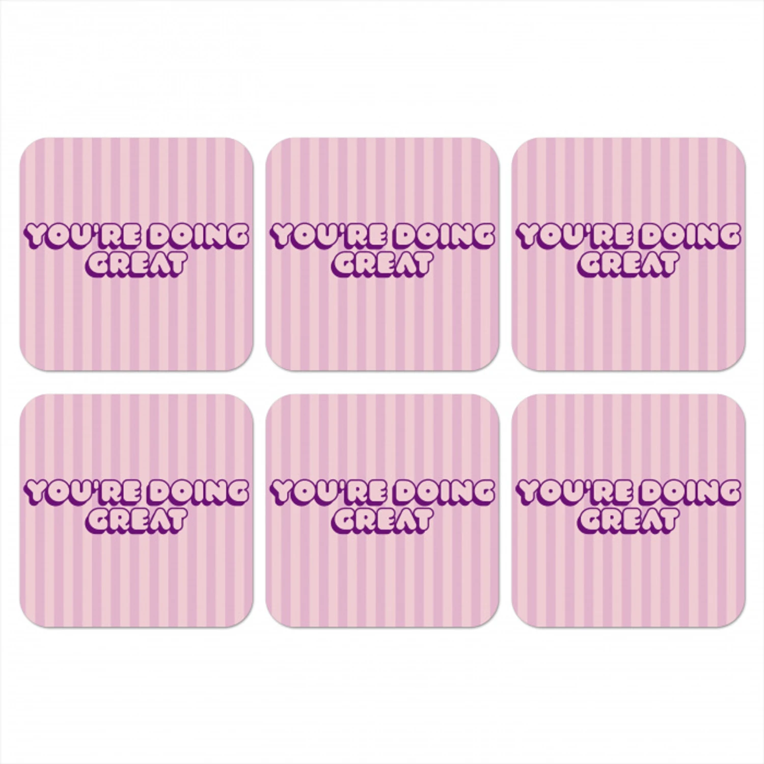 Paars - Strepen - You're doing great - Schaduw onderzetter kurk middel -3d