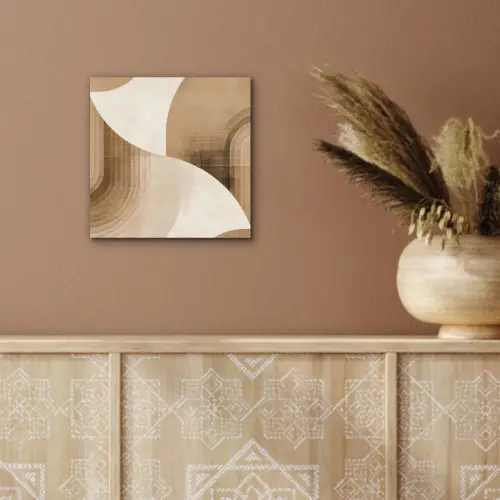 Retro - Geometrische lagen - Aardetinten aluminium wit klein -sfeer4