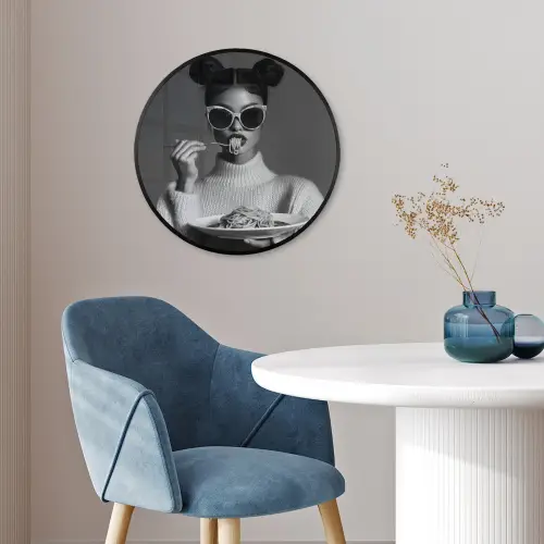 Vrouw - Pasta - Zonnebril Fotolijst rond zonder passe partout klein -sfeer2