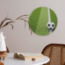 Voetbal - Grasveld - Sport - Groen Akoestische PET Vilt - Rond klein -sfeer3