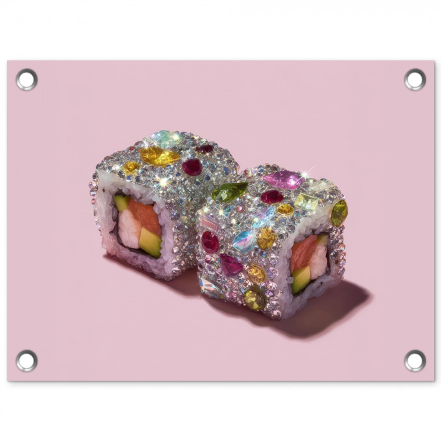 Sushi - Rolletjes - Steentjes - Kleurrijk tuinposter los doek klein -3d