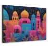 Kleurrijk - Stad - Nacht - Islamitisch Textielframe zwart klein -3d