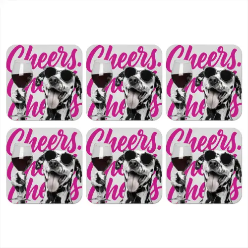 Cheers - Hond - Roze - Wijn onderzetter kurk middel -3d