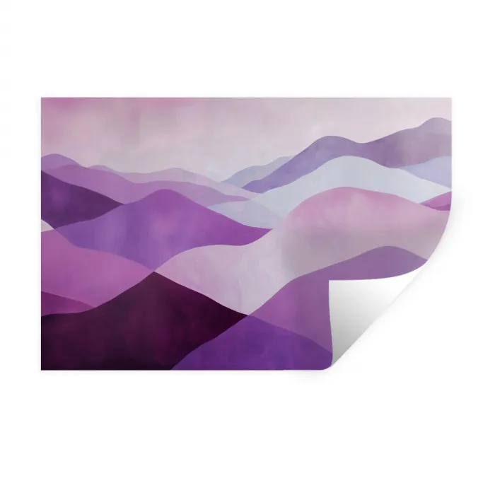 Abstract - Heuvels - Landschap - Paars Muursticker klein -3d