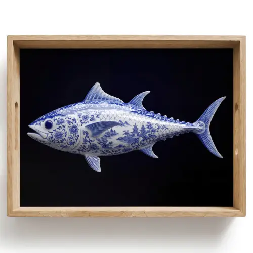 Porselein - Tonijn - Delfts - Blauw Dienblad Rechthoek middel -z3d_shopping