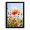 Bloemen - Klaproos - Lente - Natuur - Rood - Blauw fotolijst zwart zonder passe partout klein -3d