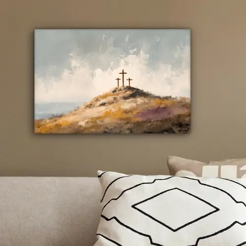 Heuvels - Abstract - Christendom  - Kruis canvas 2cm klein -sfeer3