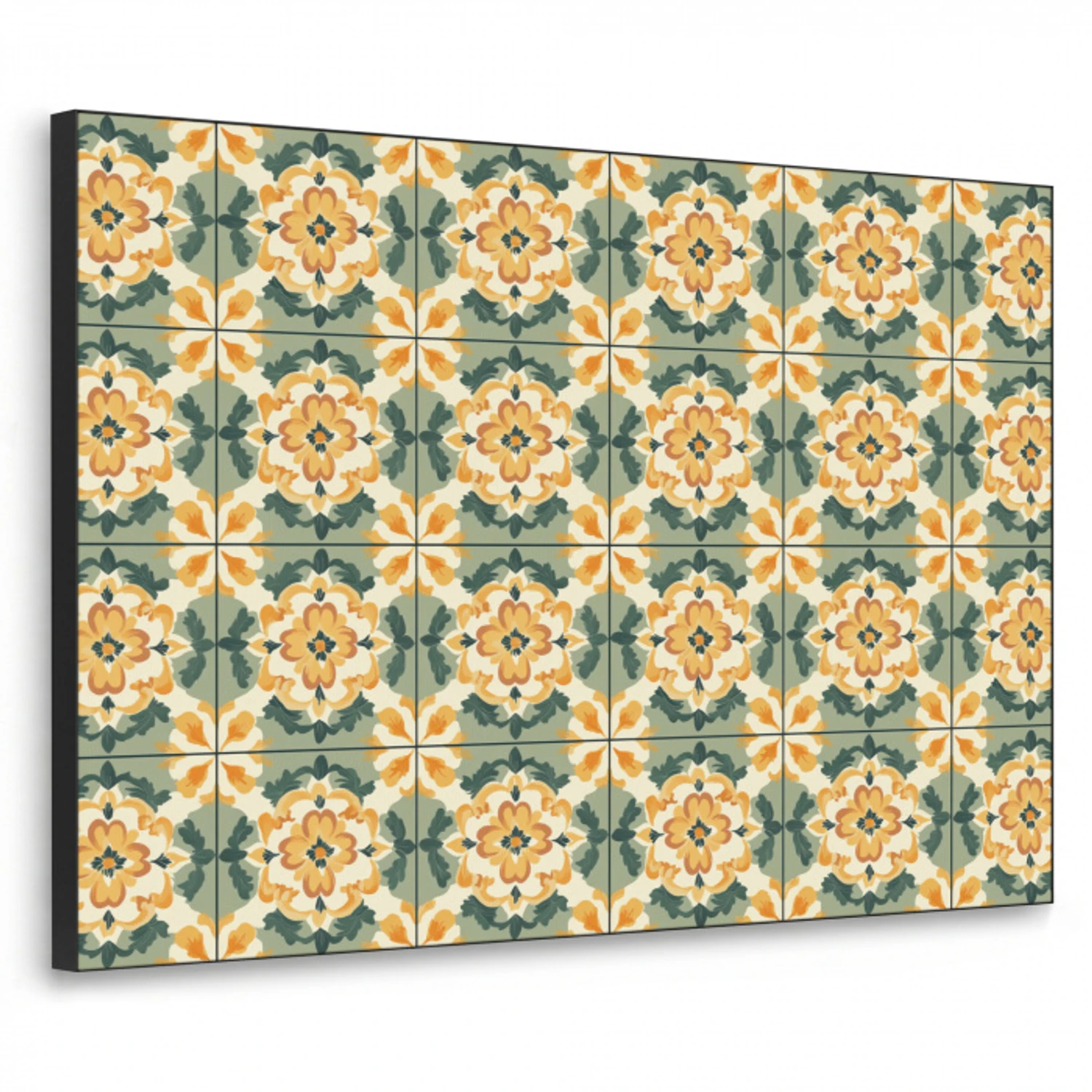 Keramiek - Verweerd - Kleurrijk Textielframe zwart klein 947 -3d
