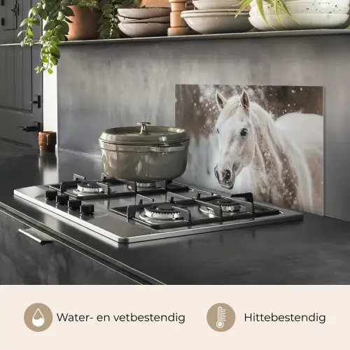Paard - Wit - Winter - Natuur - Sneeuw - Dieren keuken achterwand spatscherm klein -usp_NL
