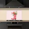Cowboylaarzen - Roze - Boeket - Bloemen keuken achterwand spatscherm klein -sfeer1