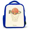 Basketbal in neutrale kleuren Kinderrugzak - Blauw middel -3d