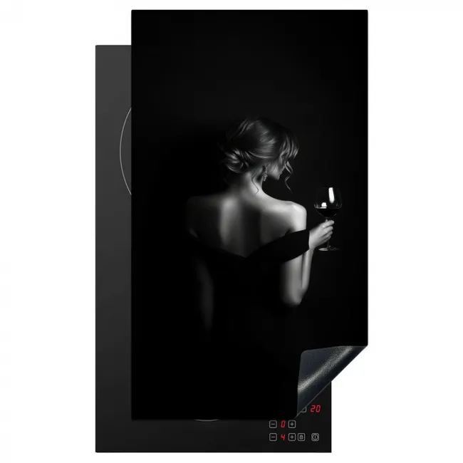 Vrouw - Wijn - Jurk Inductie beschermer vinyl 3mm middel -3d