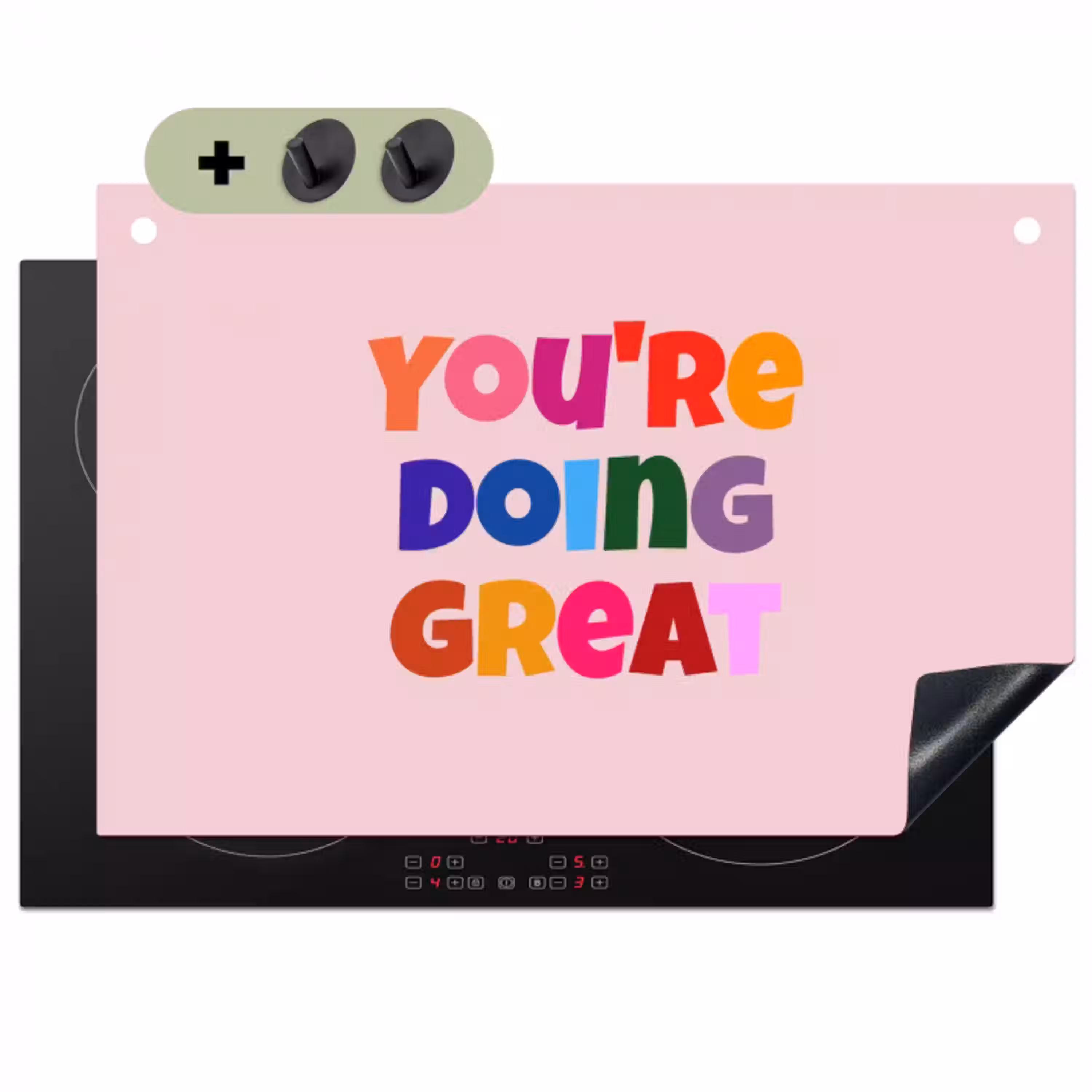 You're doing great - Roze - Kleurrijk Inductie beschemer met haakjes klein -3d