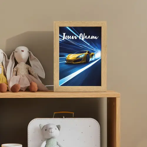 Auto - Geel - Race - Blauw Light Box met kabel (Kinderlampje) klein -sfeer2_kind
