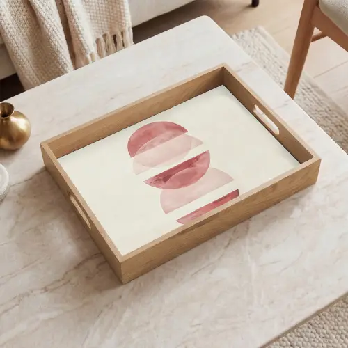 Minimalistisch - Cirkels - Roze Dienblad Rechthoek middel -sfeer1