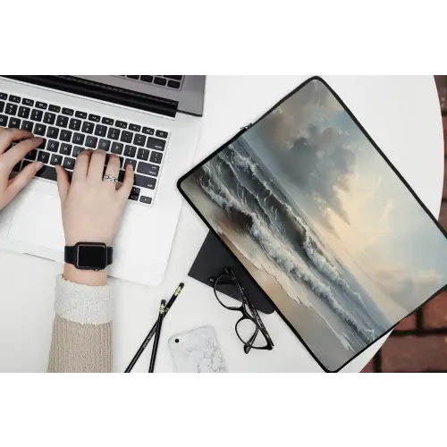 Strand - Zee - Zonsondergang laptophoes neopreen klein -bureau
