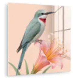 Vogel - Bloem - Natuur - Roze plexiglas 5mm klein -zzzproduct_nieuw