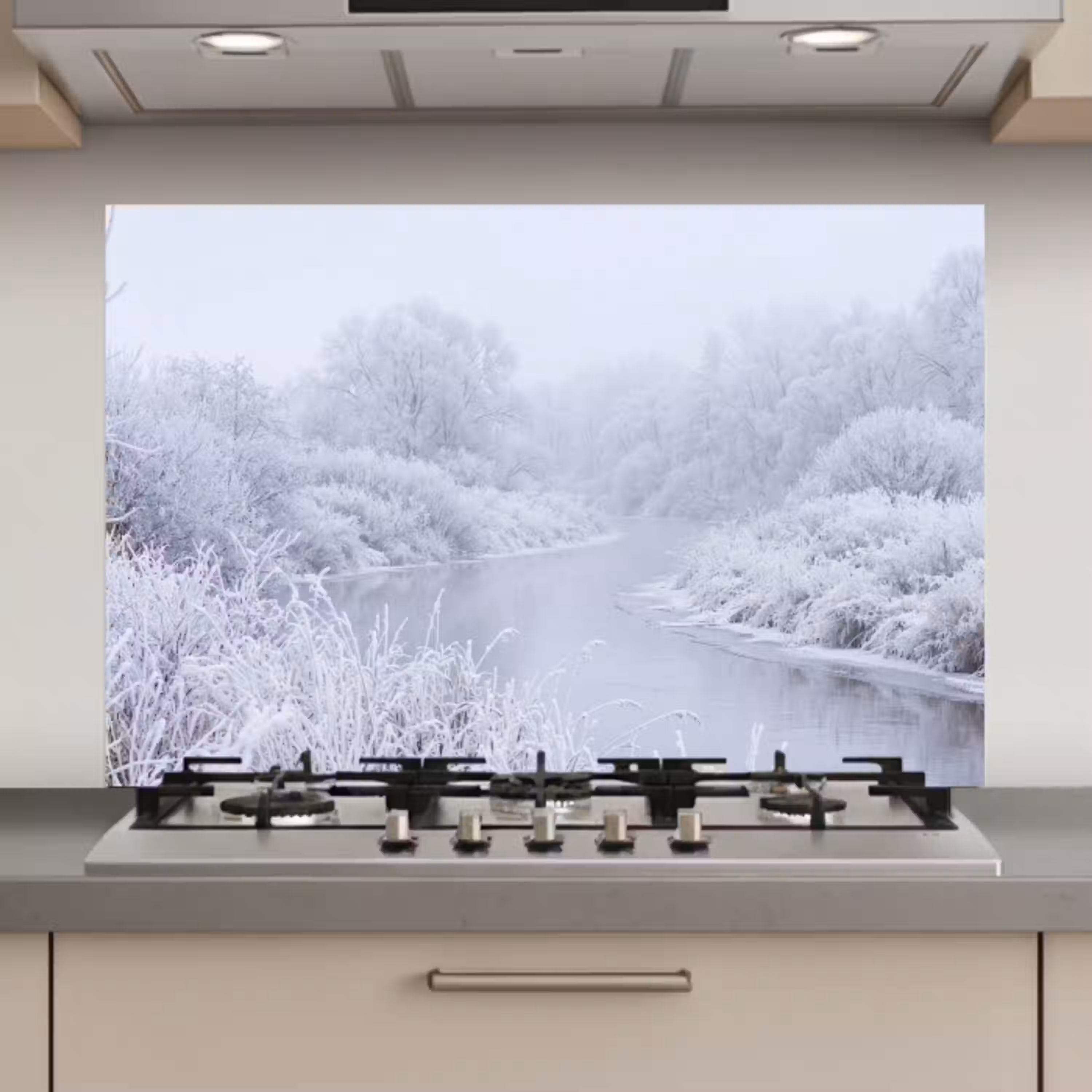 Rivier - Sneeuw - Bos - Winter - Schilderachtig keuken achterwand spatscherm klein -3d_website