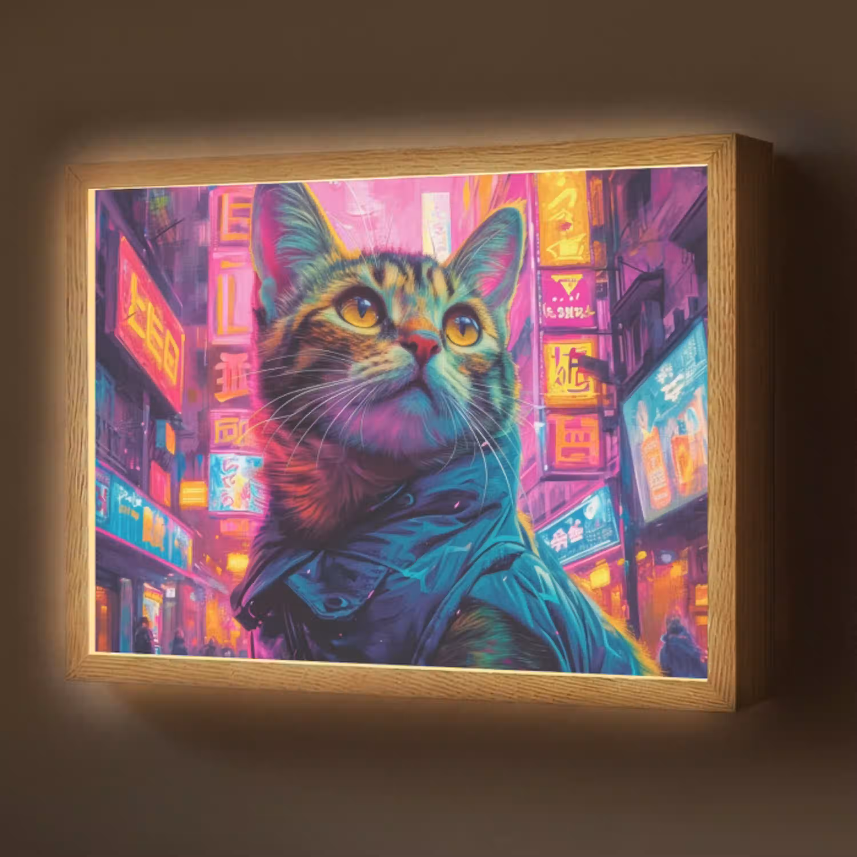 Kat - Pop art - China - Neon - Stad Light Box met batterij (Wandlamp) middel -z3d_website