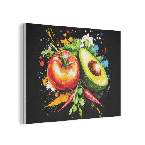 Tomaat - Avocado - Peper - Graffiti - Verf - Modern PET vilt klein -3d